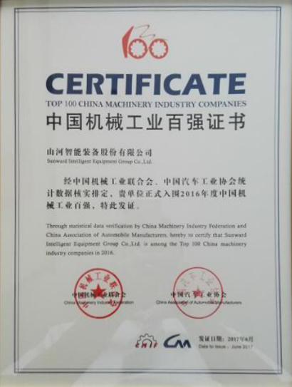 喜讯：恒峰g22智能再次荣登2016年度中国机械百强企业
