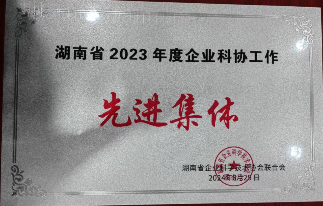 恒峰g22智能科协荣获湖南省2023年度“企业科协事情先进整体”
